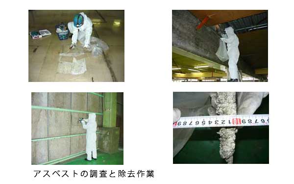 アスベストの調査と除去作業